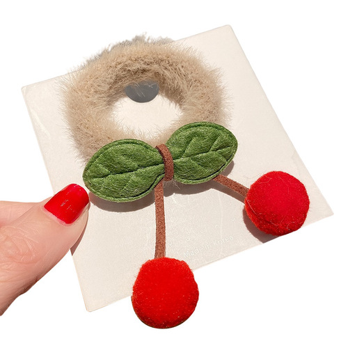 Korean version plush towel ring hair ring hair ball cherry hair rope high elastic hair tie rubber band headband women's hair accessories wholesale