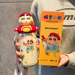 クレヨンしんちゃん趣味保温カップ食品級ステンレス子供コップかわいい携帯コップ男女ストローコップ