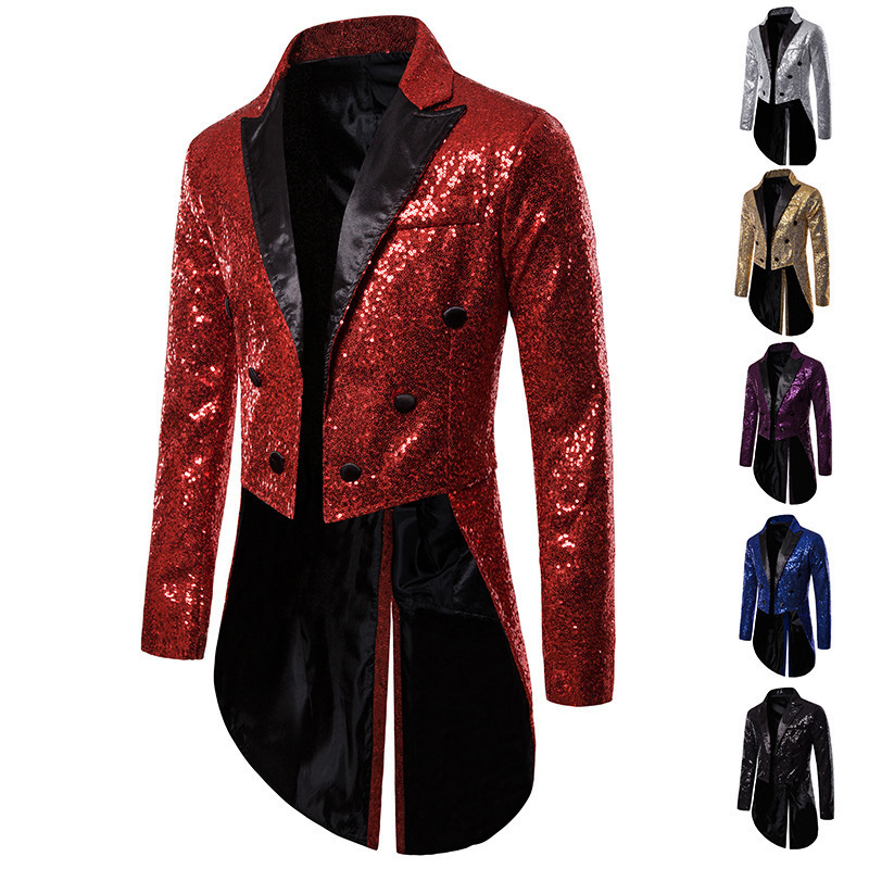 Amazon Cross-Border Foreign Trade Men's Suit Tuxedo Banquet Nightclub Performance Sequin Fashion Design Men's Suit