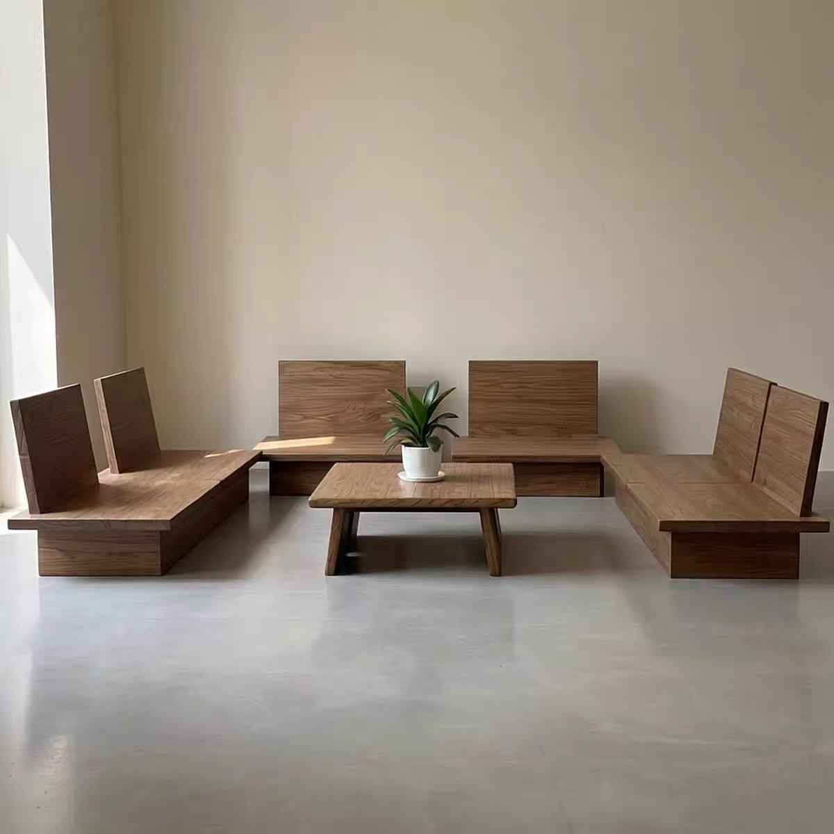 Old elm wood sofa, suitable for home living rooms, straight-row sofa chair, ideal for guesthouses and hotels, solid wood sofa seat, retro double sofa