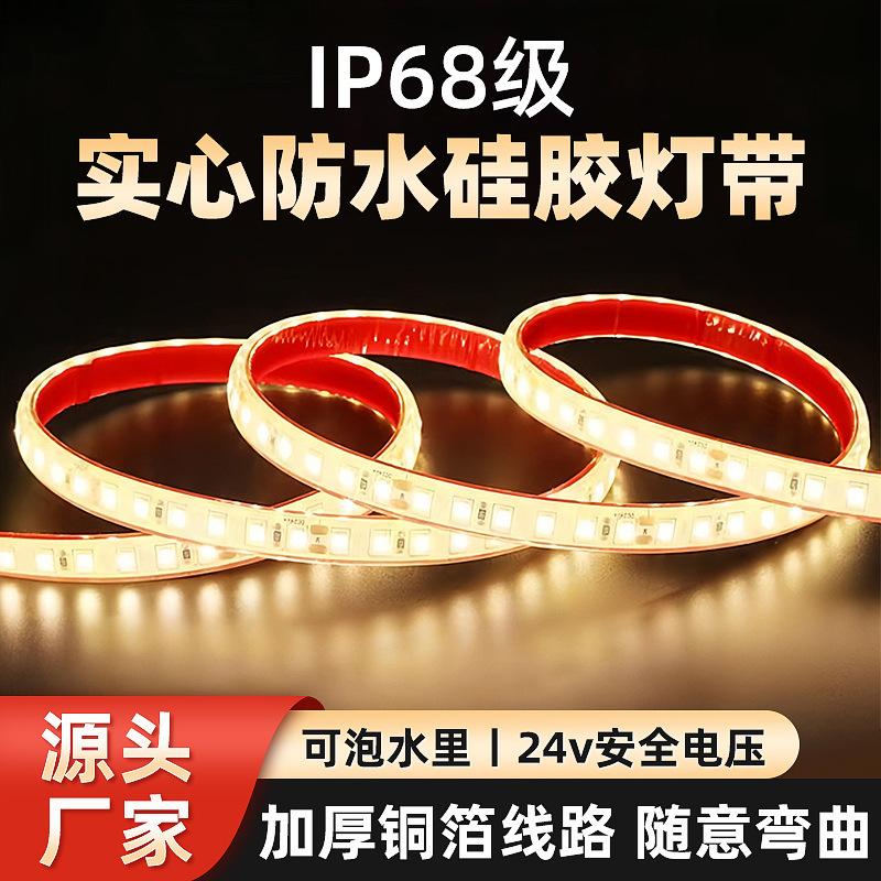 12/24V Waterproof Led Light Strip Solid Silicone Low Voltage Outdoor Soft Light Strip Lighting Courtyard Waterproof LED Light Strip