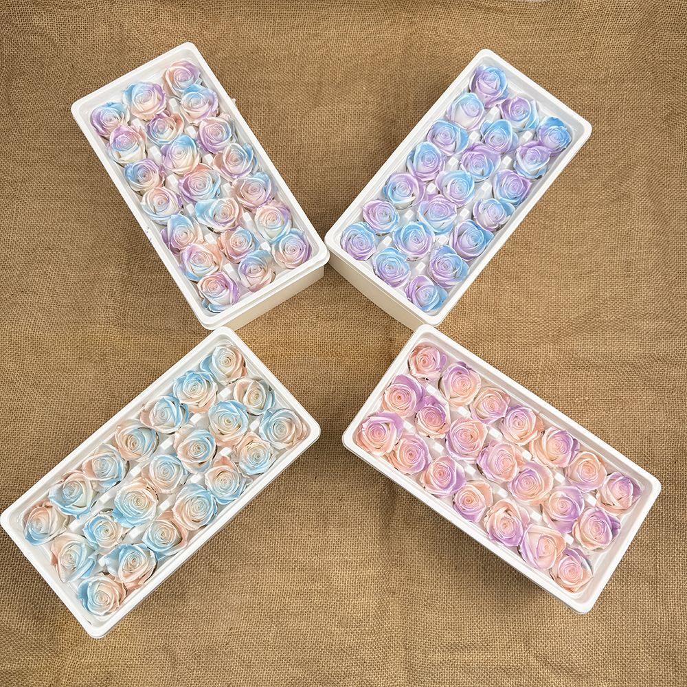 Rosa degradada eterna A+ con efecto degradado de color azul hielo, rosa seca triturada, flor preservada, fabricante de Yunnan, venta al por mayor.