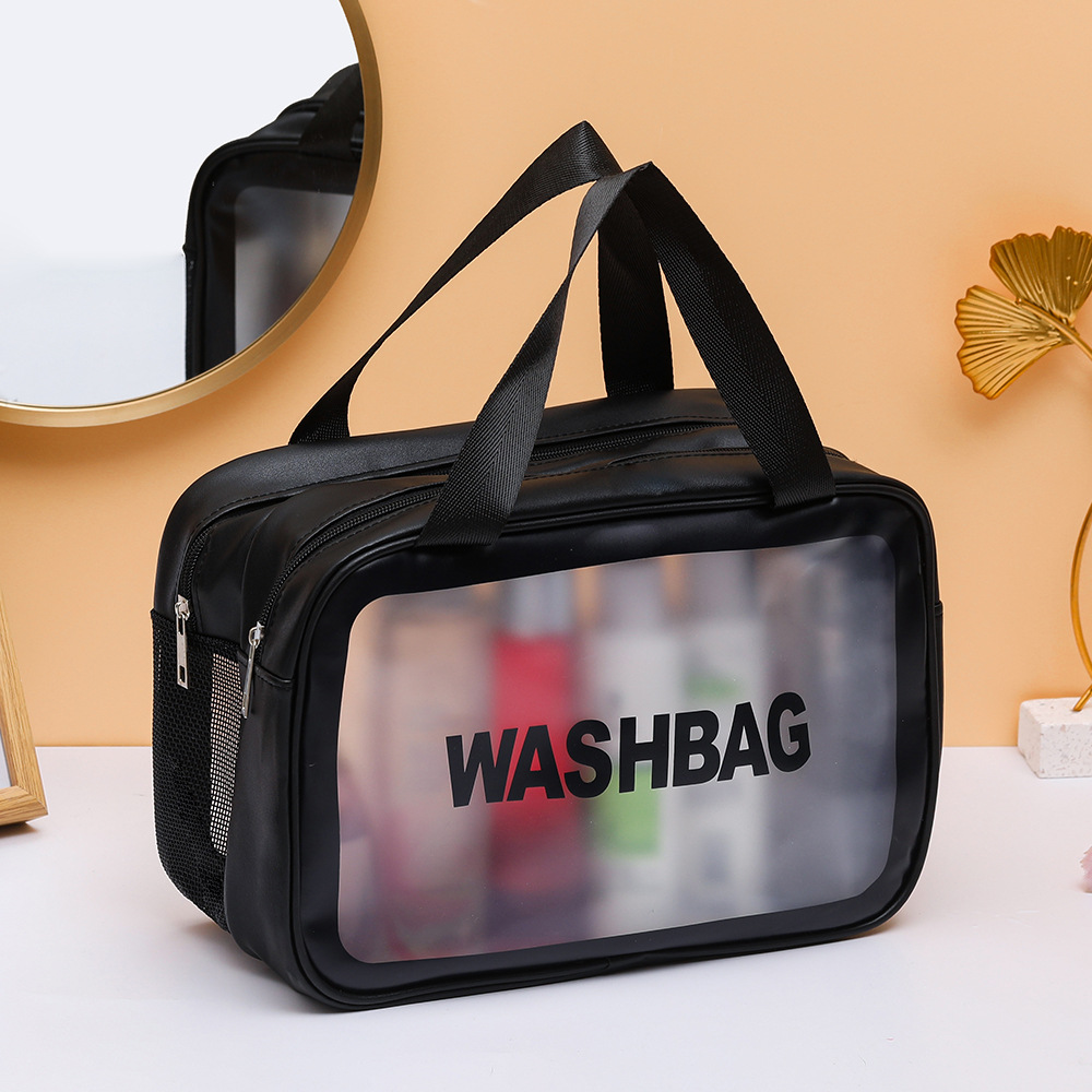 New Double Layer Thickened pvc Dry and Wet Separated Swimming Wash Storage Bag Large Capacity Frosted pvc Waterproof Cosmetic Bag