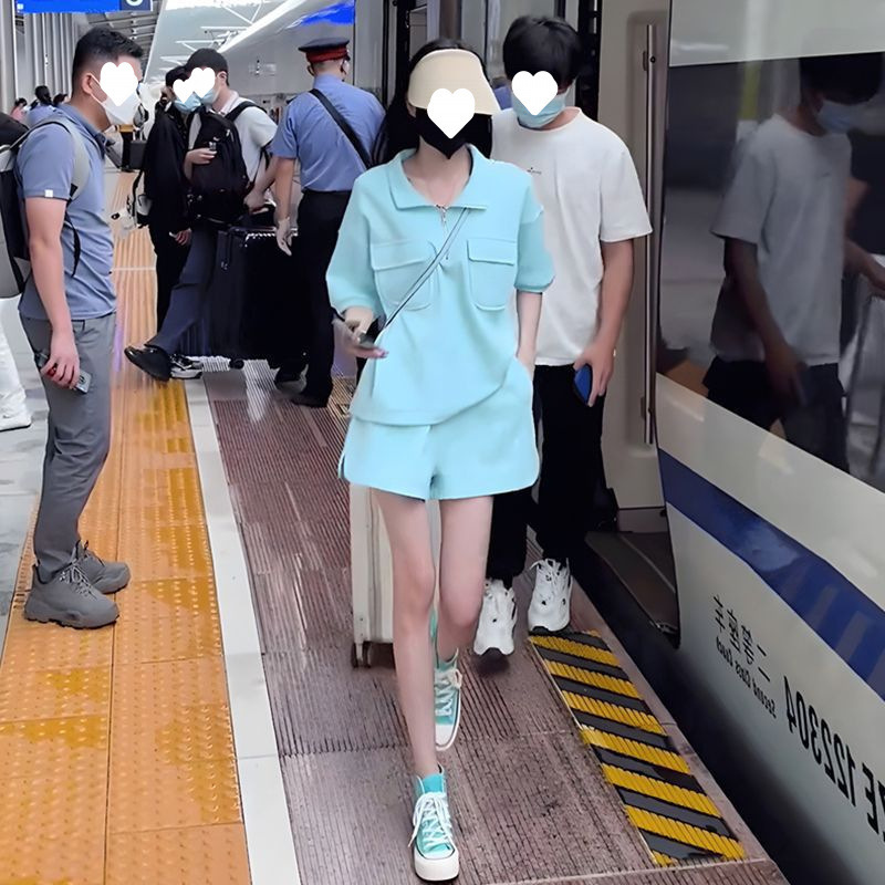 运动休闲套装女夏季显瘦小个子炸街时尚减龄短袖短裤两件套洋气潮|undefined