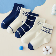 儿童袜子2024春季新品潮袜学生学院风男童女童松口宝宝中筒袜