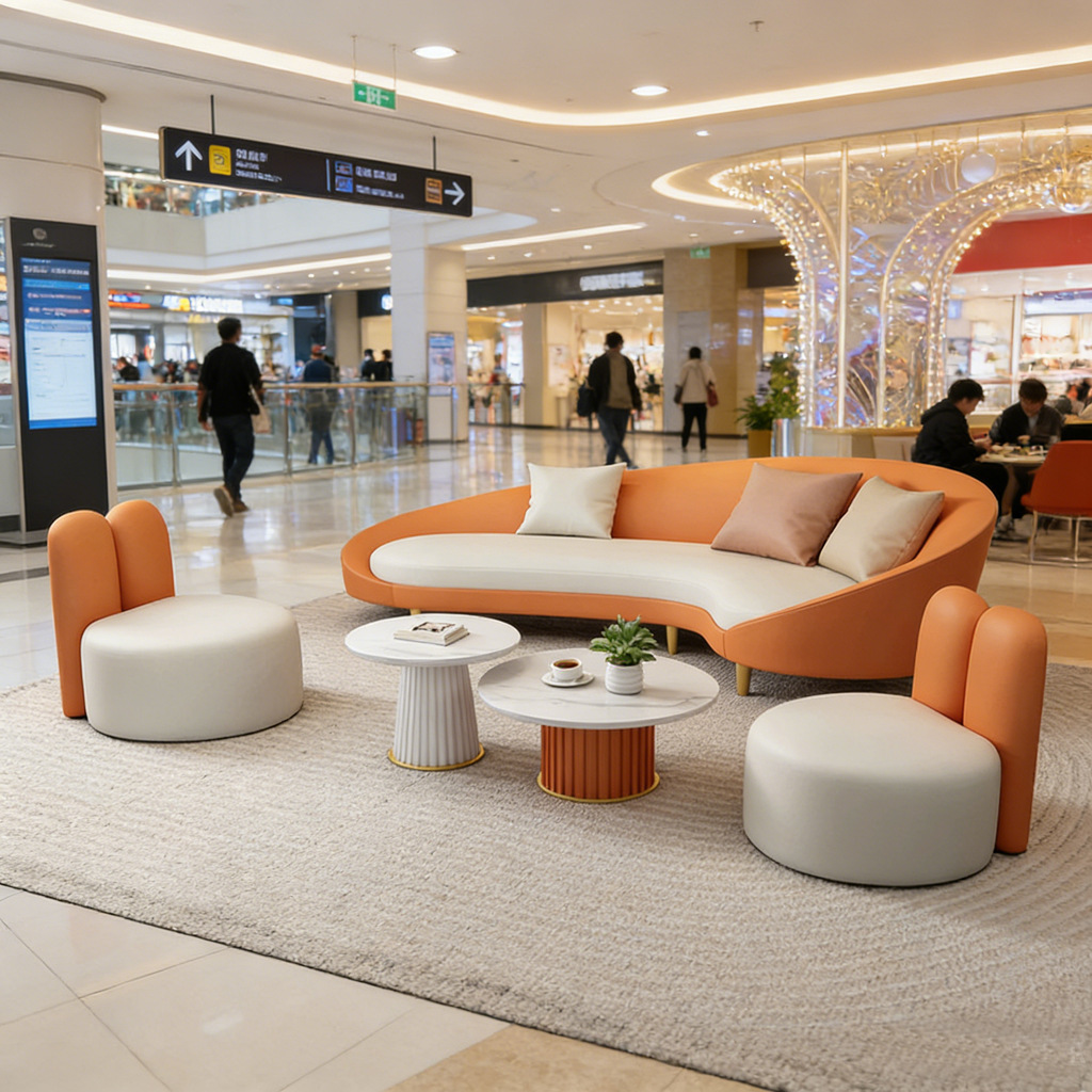 Centro comercial sala de descanso sofá tienda de ropa tecnología de cuero invitados negociación salón de belleza sofá gato raspar la piel sofá mesa de té