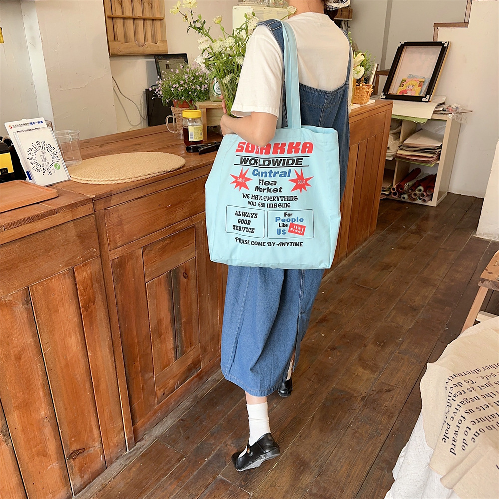 4423 New 2024 printed single-shoulder bag, large-capacity fabric bag, women's canvas bag, trendy hand-held commuting bag for work undefined