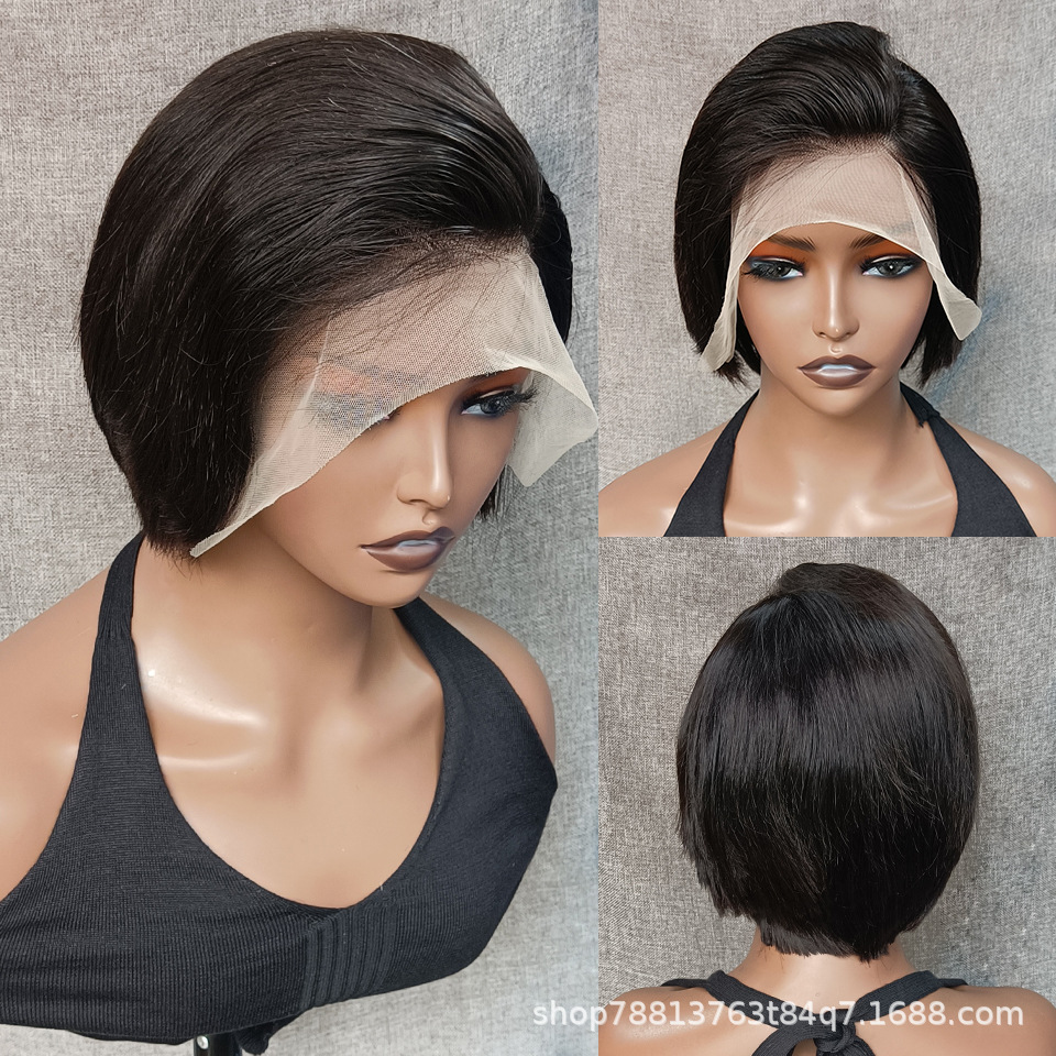 Uso diario pixie pelo corto peluca 13x4 lace Wigs pelo real pixie wig