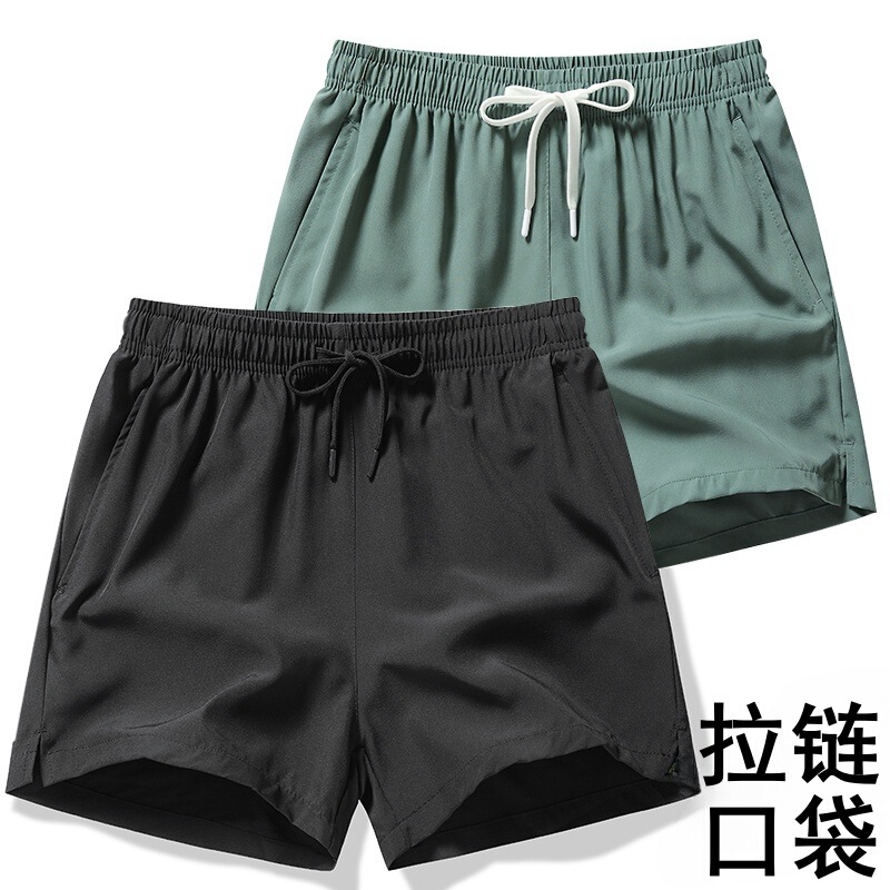 Men's three-point sports shorts slit ice silk leisure fitness training quick-drying pants women's track and field marathon