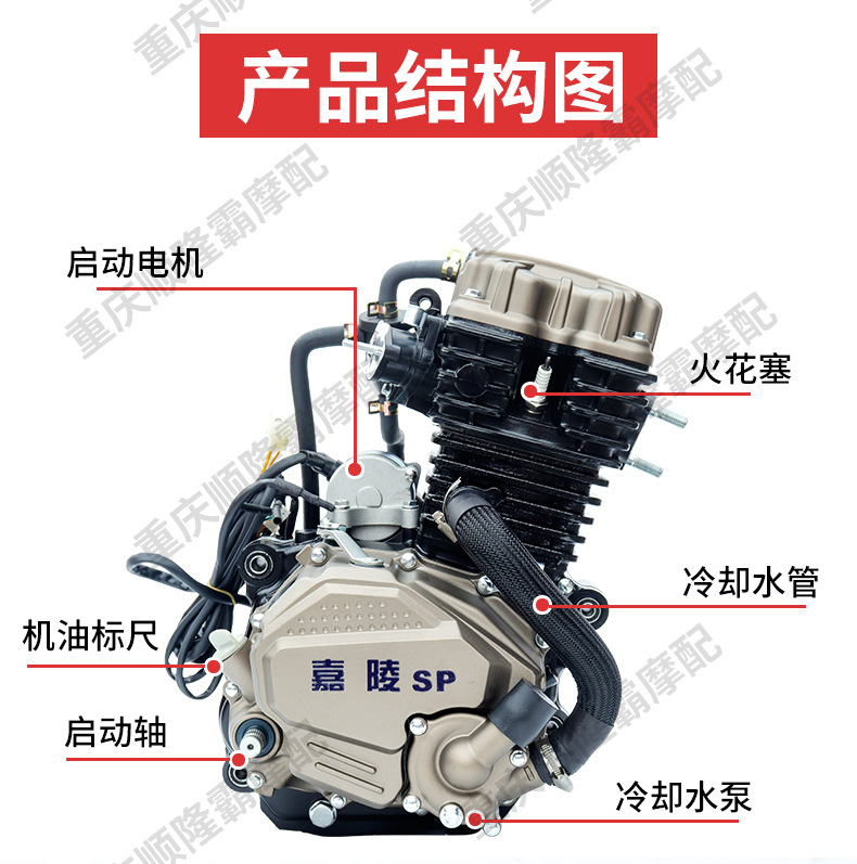 Jialing Brand Three-Wheel Motorcycle Engine 175 200 250 300 350 Water-Cooled Engine Original Genuine Product