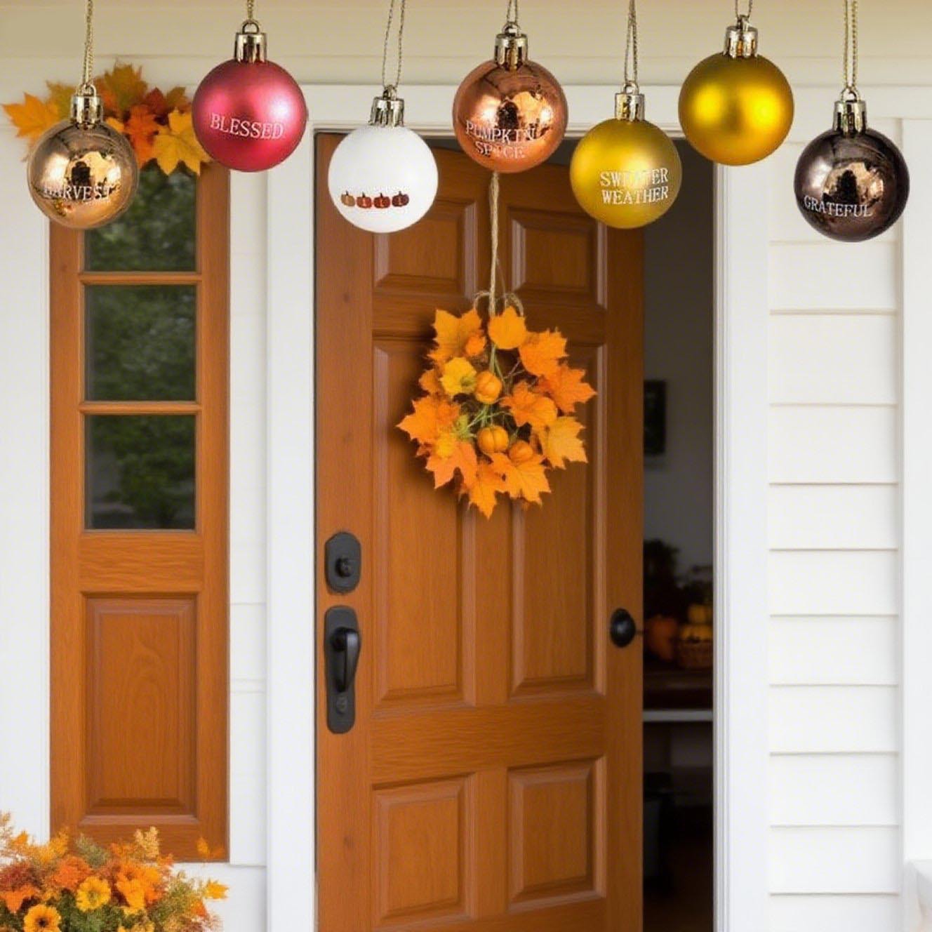 Festival de cosecha de otoño 4cm24 bolas de Navidad de plástico galvanizado de acción de gracias pastoral bola de decoración