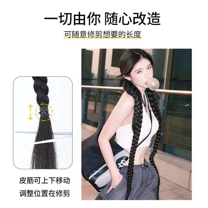 假发甜酷辫子辣妹双马尾假发脏辫自然仿真编发女网红拳击麻花长辫|undefined
