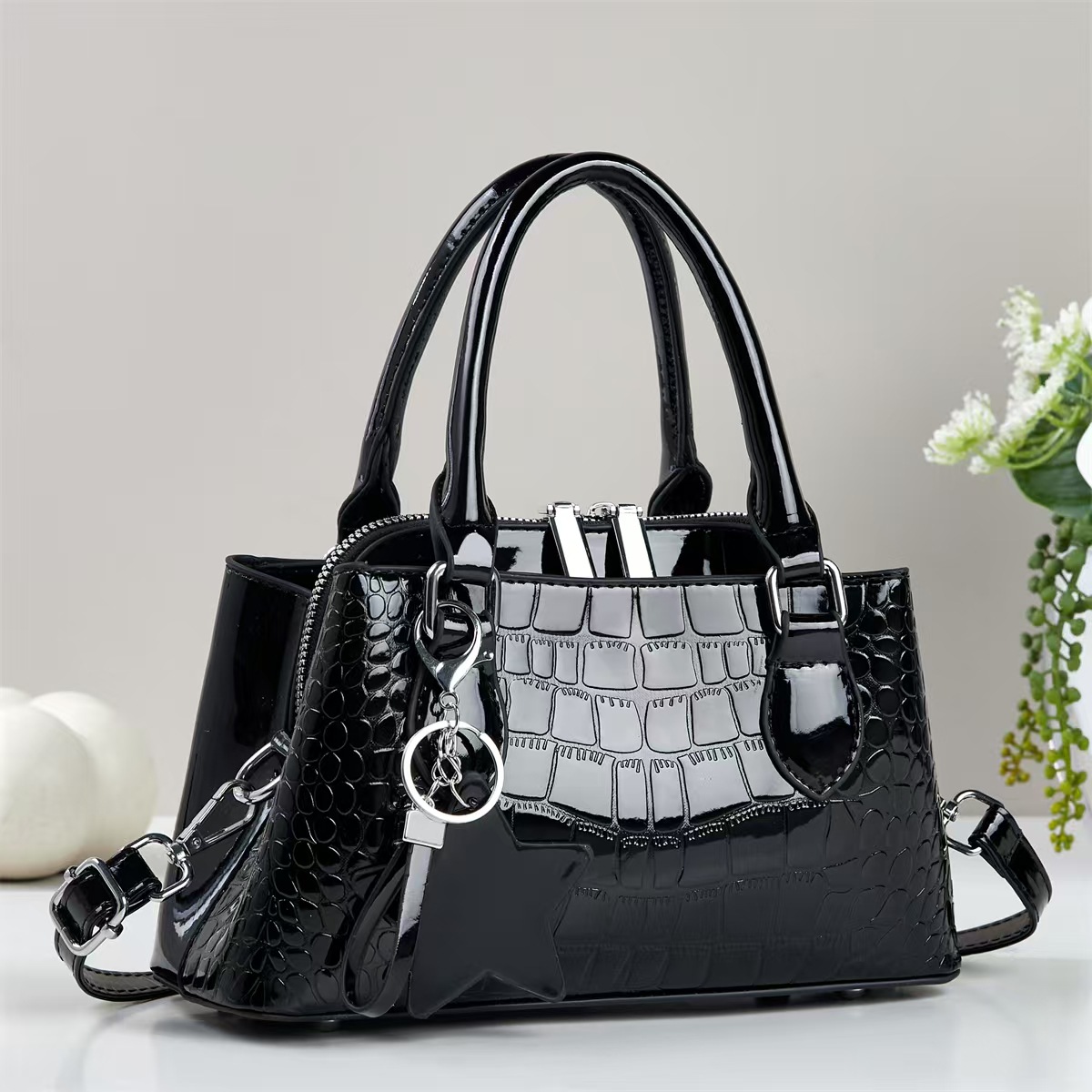 Moda atmósfera cocodrilo bolso de mano casual bolso de hombro de moda simple bolso de mano