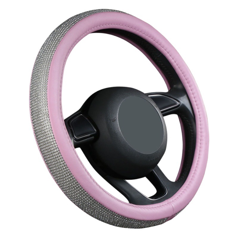 Al por mayor nueva cubierta del volante del coche transfronterizo verano lindo de las mujeres cubierta de la manija de diamante incrustado cuatro estaciones completo diamante blanco cubierta de la manija