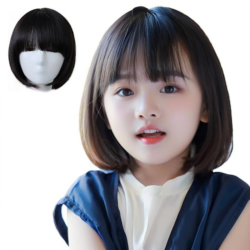 AliExpress cross-border wig children's short straight hair wave wave head air bangs full head cover strength factory in stock first
