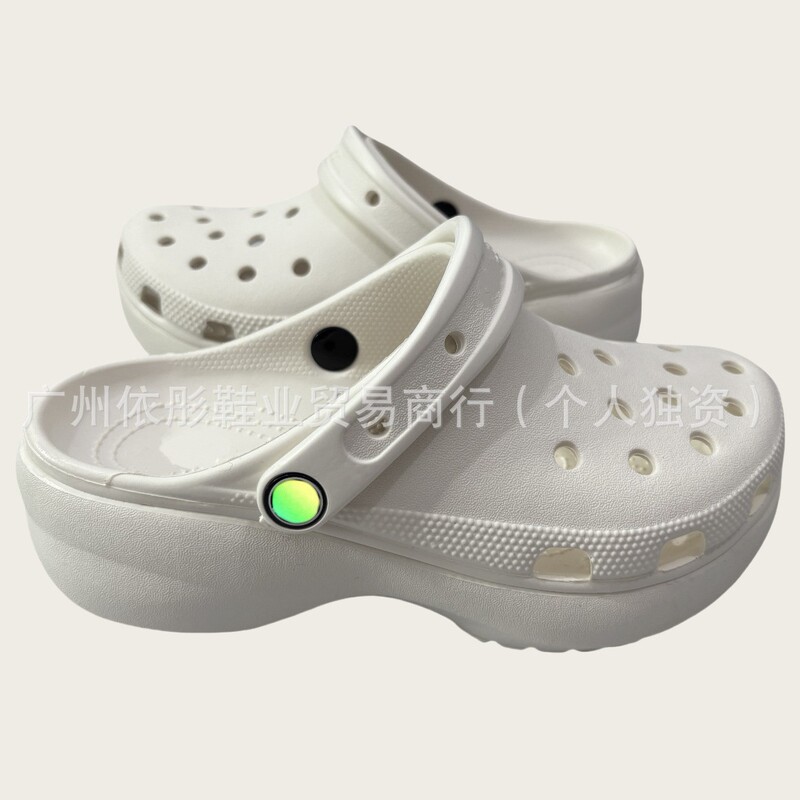 Crcos Cloud Croc Shoes Women's Thick-Soled Sandals Breathable Beach Sandals Plaid Dad Shoes