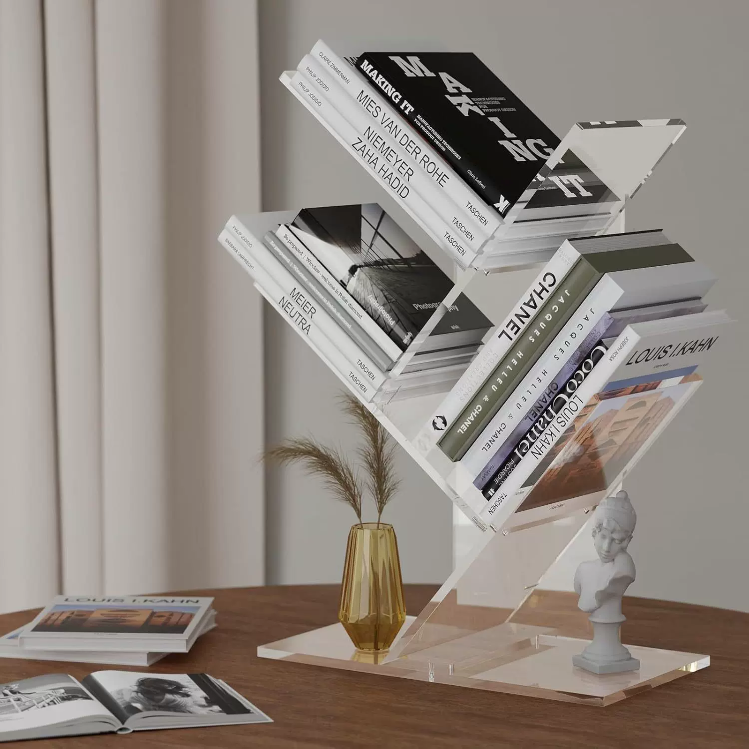 跨境专供亚克力创意树形书架多层分支设计绘本书籍装饰收纳架定制