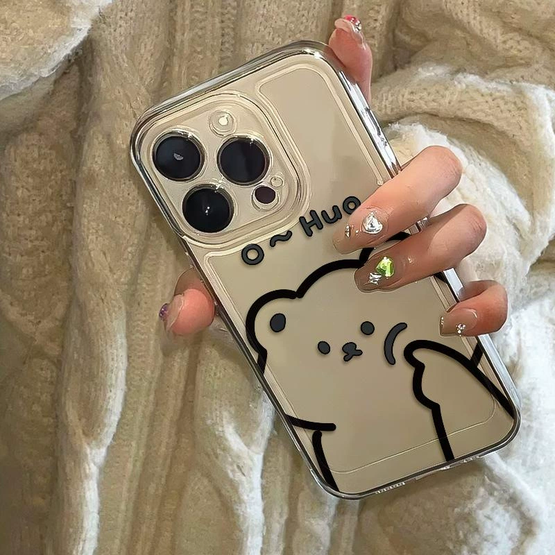 Яблоко, совместимый чехол, мультяшный силиконовый iPhone 16, с маленькими медведями, iphone, 15примакс