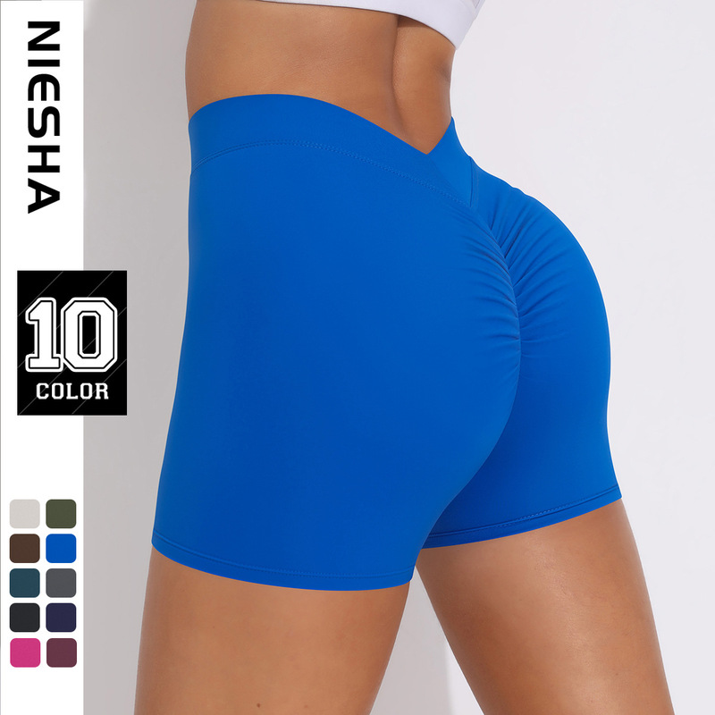 Cross-border New Products Skin-friendly Peach Hip Pleated Yoga Pants Running Leggings High Waist Elastic Fitness Sports Shorts for Women Cross-border New Products Skin-friendly Peach Hip Pleated Yoga Pants Running Leggings High Waist Elastic Fitness Sports Shorts for Women