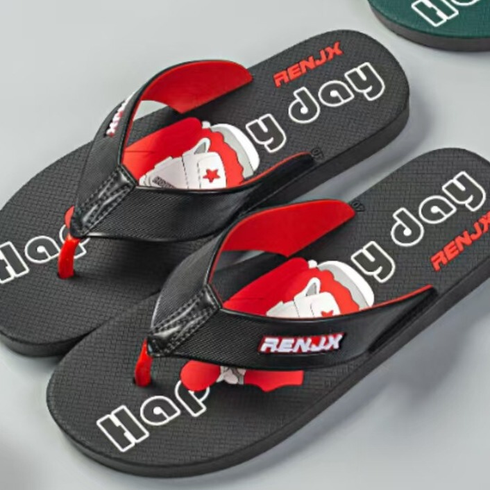Beach Outing Fashionable Sports Simple Style Cool Men's Flip Flops Plastic Bottom Pad Men's Slippers