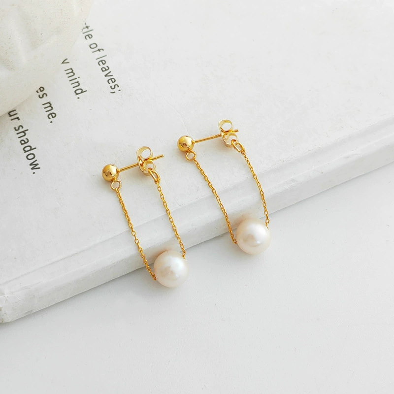 Серебряная игла, брендовские милые серьги из жемчуга, образец серебро 925, простой и элегантный дизайн