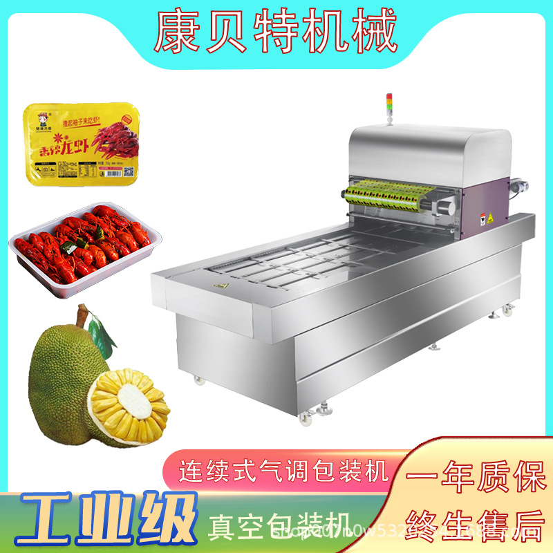 多功能虎皮蛋糕真空保鲜设备 全自动鸡胸肉连续式真空气调包装机