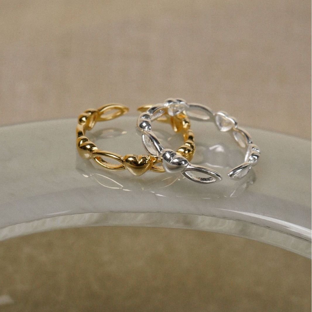 按周末韓國東大門開口925純銀ins風戒指女2024春甜美時尚可愛心形