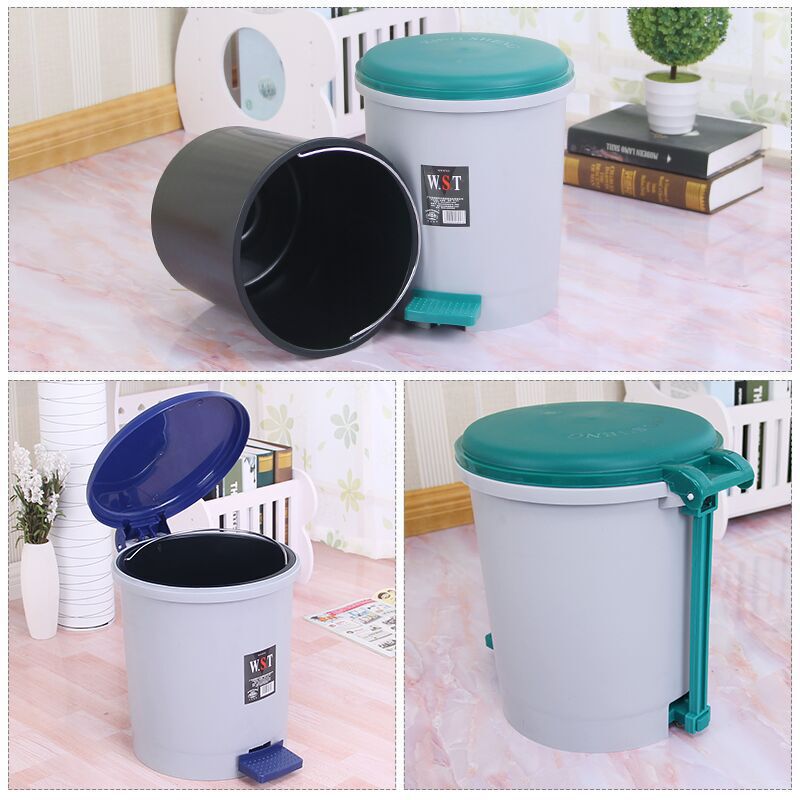 Household Plastic Trash Can with Convenient Foot Pedal, Round Sanitary Bin for Indoor Use, Clean and Hygienic, with Lid Household Plastic Trash Can with Convenient Foot Pedal, Round Sanitary Bin for Indoor Use, Clean and Hygienic, with Lid