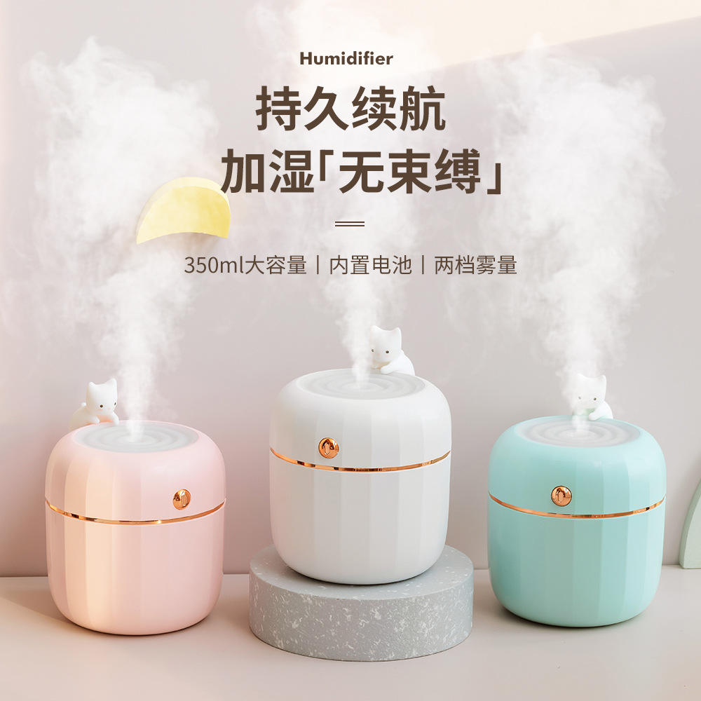 樂樂多J219貓咪加濕器usb迷你桌面家用霧化器卡通可愛 萌寵加濕器