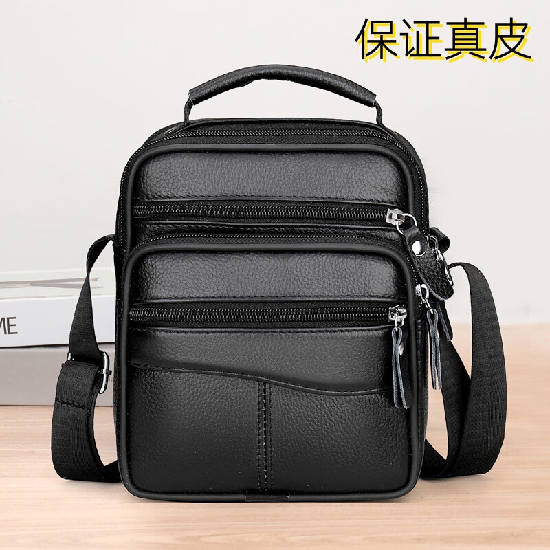 Cowhide Soft Leather Men's 2023 Summer Casual Versatile Shoulder Bag Crossbody Bag Small Square Bag Crossbody Bag