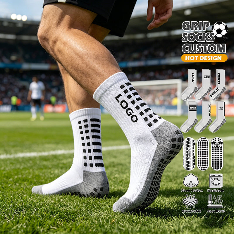 Football Socks, Non-Slip Football Socks, Custom Mid-Calf Men's Football Socks, Grip Sports Socks with Custom Logo