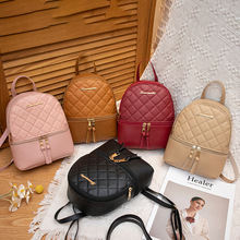背包2023秋季新款菱格时尚双肩包女包女清新甜美学生书包一件代发