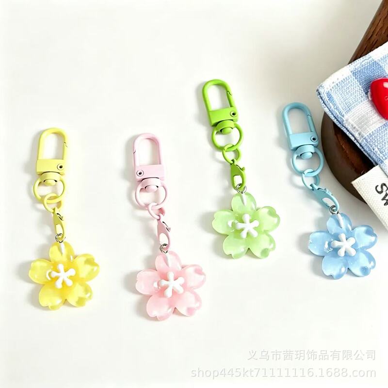 DIY Ice-Clear Jelly-Colored Flower Keychain Cherry Blossom DIY Handmade Bead Pendant Girly Gift for Best Friend Wholesale DIY Ice-Clear Jelly-Colored Flower Keychain Cherry Blossom DIY Handmade Bead Pendant Girly Gift for Best Friend Wholesale