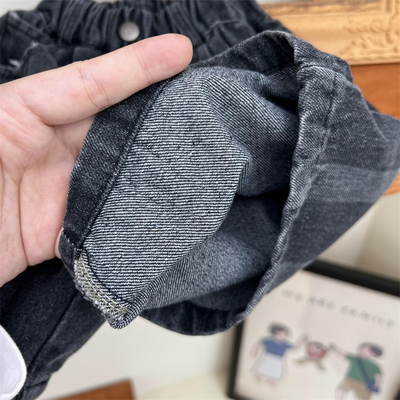 Boys summer American distressed shorts, children's dark cut denim loose casual pants, 5/4 pants_voghion.com