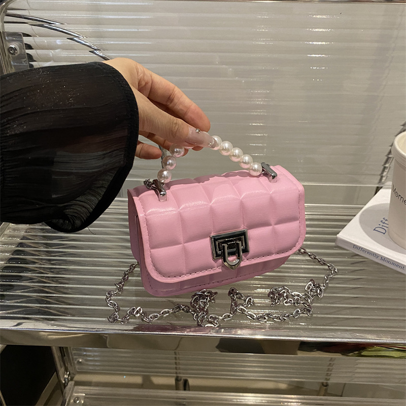 Elegante borsa a tracolla piccola a quadri per donna versatile_voghion.com