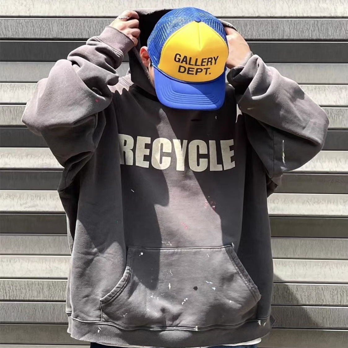 GALLERY DEPT Kanye das gleiche handgemalte Tinten spritz wasch 23FW neue trend ige Marke Frottoop Kapuzen pullover Herren Herbst