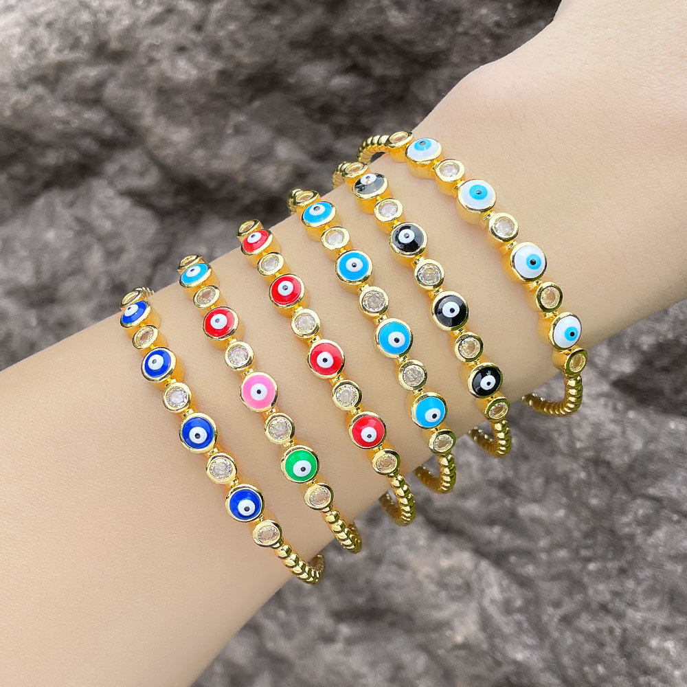 Fashion Devilu0027S Eye Copper Bangle Plating Zircon Copper Bracelets