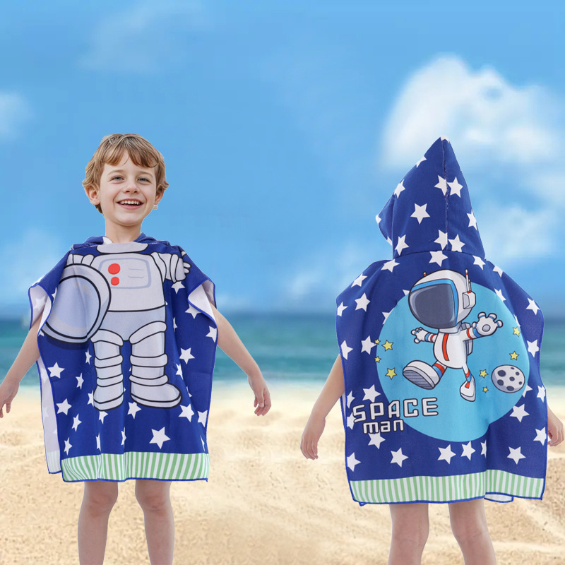 Children's Swimming Bath Towel, Sports Quick-Drying Absorbent Towel, Portable Bathrobe, Cape, Travel Beach Towel, Wearable