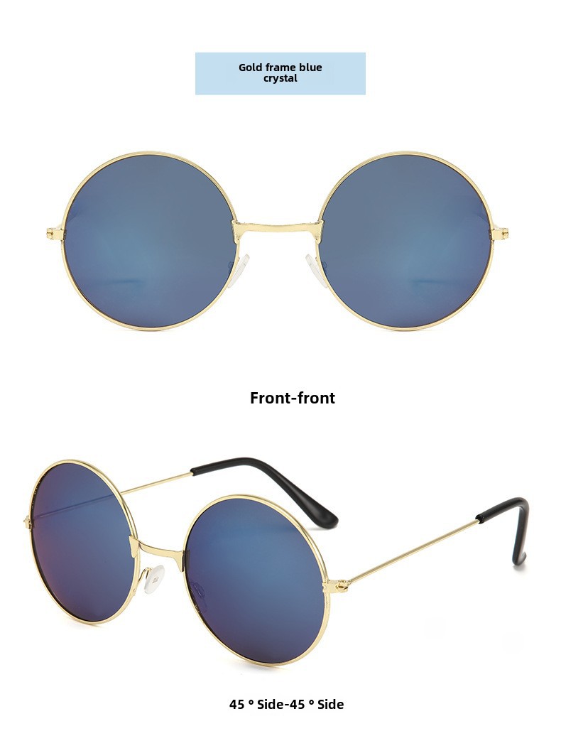 Retro Runde Metall Sonnenbrille Sonnenbrille Neue Unisex Flache Brille Farbe Marine Brille Großhandel_voghion.com