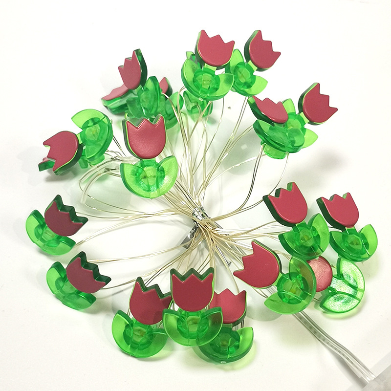 Lámpara de alambre de cobre LED Lámpara de flor rosa de cadena Decoración de patio al aire libre Cerezos en flor Lámpara de flor de durazno Lámpara de color Corazón de niña Lámpara de alambre de cobre Lámpara de alambre de cobre