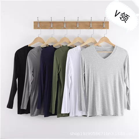 Men's Modal Autumn Thin V-Neck Long Sleeve Plus Size Base Layer Summer Air Conditioning Shirt Available for Wholesale