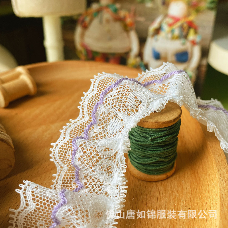 唐如锦 双层褶皱花边辅料  荷叶边娃衣裙子材料狗牙裙摆裙边蕾丝|undefined
