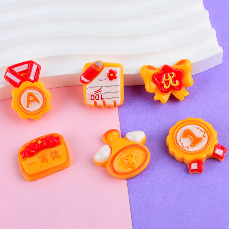 Cartoon Glossy Medal Resin Accessories Handmade DIY Phone Case Phone Chain Keychain Pendant Hairpin Hair Accessory Sticker
