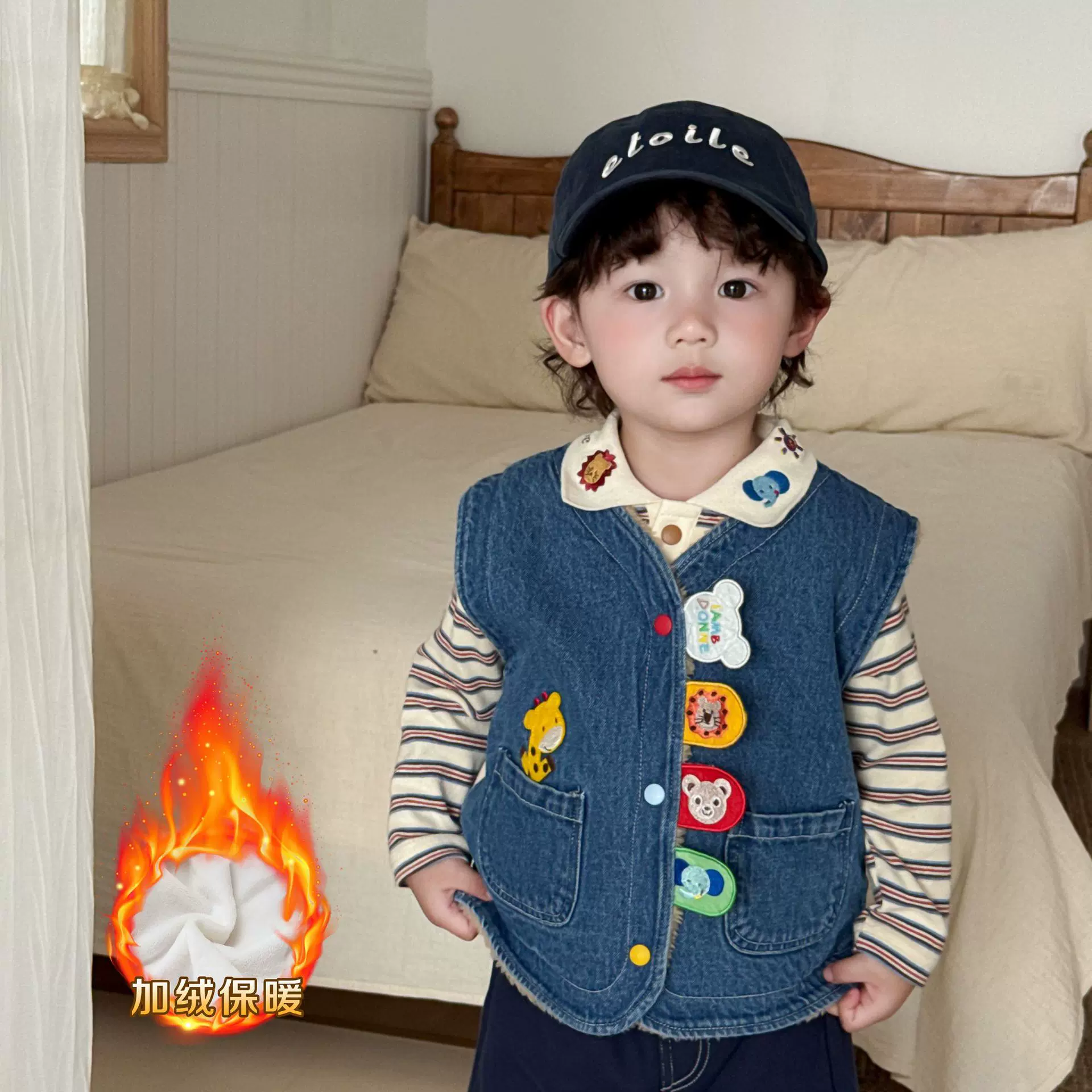 儿童加绒马甲2025年马甲儿童秋冬新款马甲加绒儿童秋衣童装保暖
