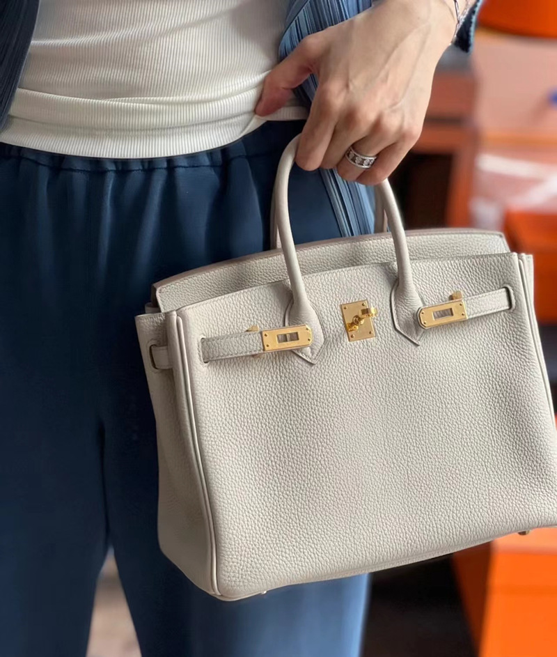 Hilo de cera hecho a mano costura interior bolsa de platino patrón de lychee Togo bolso de mujer de cuero de becerro de gran capacidad 25/30 bolso