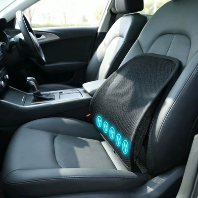 Summer Breathable Cooling Lumbar Support Cushion with Fan for Car, Usb, Home, Office, Long Sitting, Ventilation, and Waist Protection (Waist support) - 5v-5-fan-ice-mesh-lumbar-support-three-speed-switch