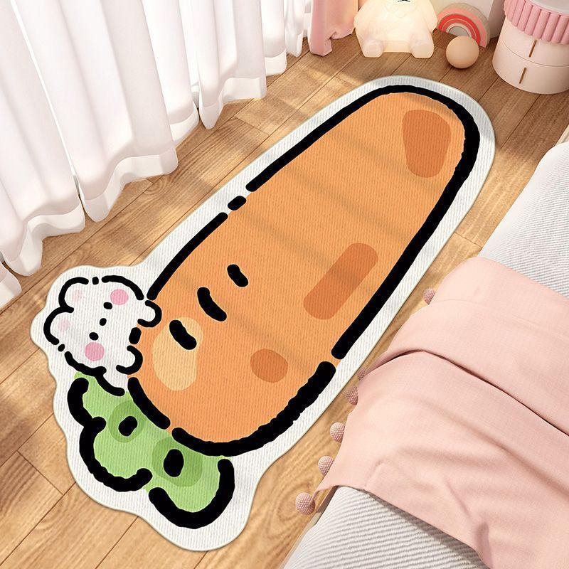 地毯床邊耐髒卡通胡蘿蔔隔涼保暖加厚仿羊絨床邊毯家用耐磨飄窗毯