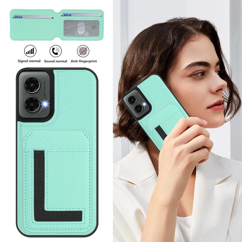 For Moto G Play 2024 Mobile Phone Case Red Rice Note13 Litchi Pattern Magnetic Card Case Bracket Case