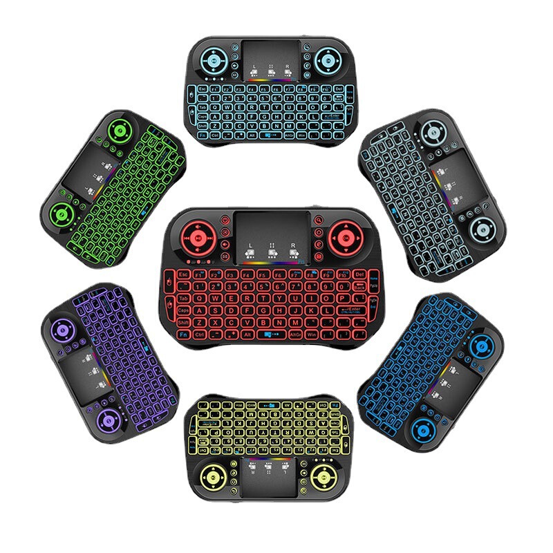 I10 Mini Flying Mouse Smart Multimedia Seven-Color Colorful Backlit Keyboard Lithium Battery Dual-Mode Blue Notebook I10 Mini Flying Mouse Smart Multimedia Seven-Color Colorful Backlit Keyboard Lithium Battery Dual-Mode Blue Notebook