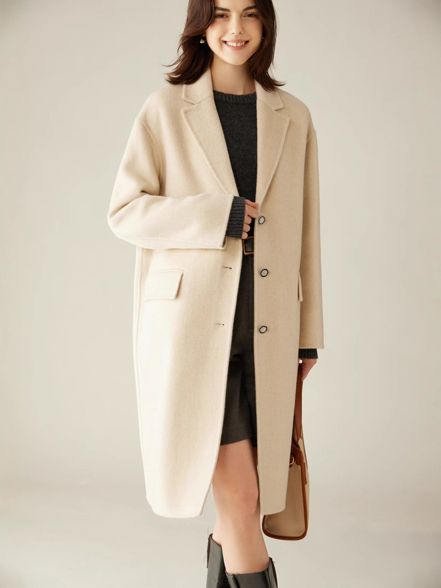 Demi-season velvet double-sided woolen coat